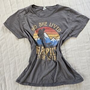 Port and Company Charcoal 'And She Lived Happily Ever After' Graphic Tee
